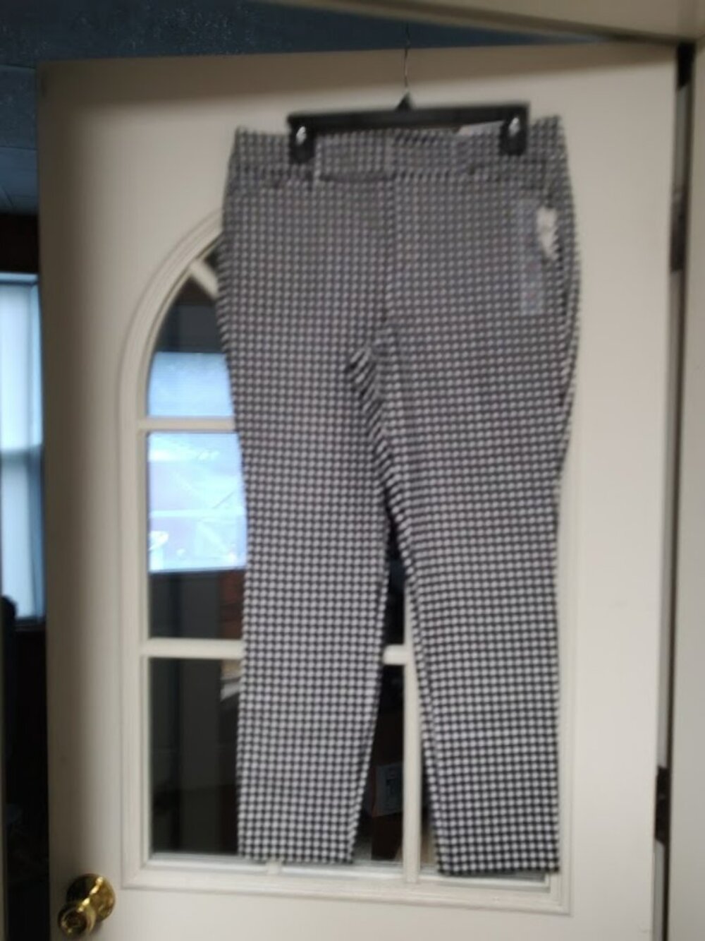 New Old Navy Black White Checked High Rise Pixie Ankle Pants Women's Size 10